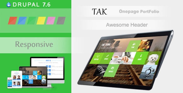 TAK - Responsive Onepage Portfolio Drupal 7.6 Theme
