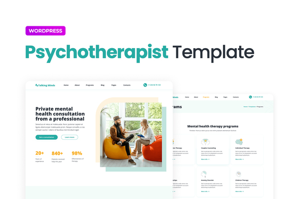 Talking Minds  Psychotherapist Elementor Template Kit