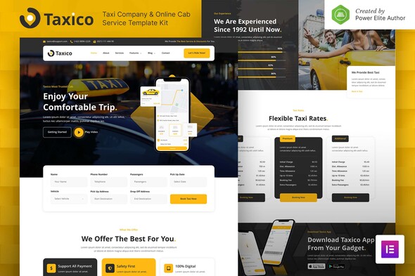 Taxico  Taxi Company & Online Cab Service Elementor Template Kit