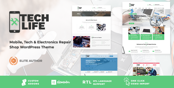 TechLife 17.4 - Mobile Tech & Electronics Repair Shop WordPress Theme