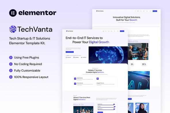 TechVanta  Tech Startup & IT Solutions Elementor Template Kit