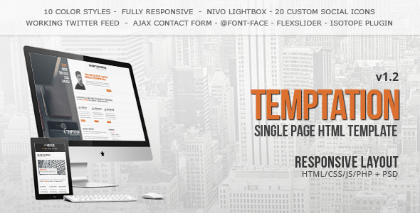 Temptation 1.2 - a Single Page Template