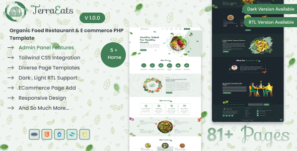 TerraEats - Organic Food Restaurant & Ecommerce PHP Template