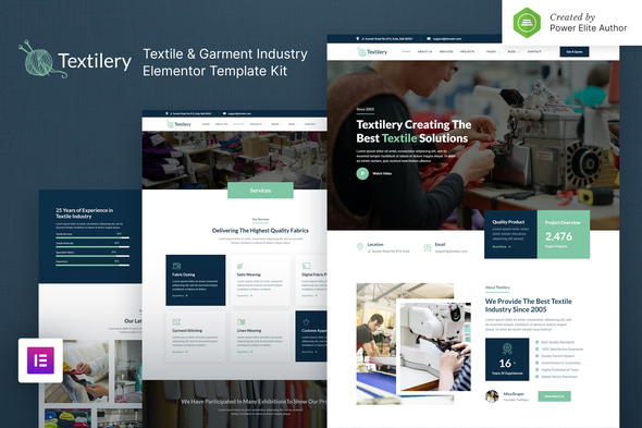 Textilery  Textile & Garment Industry Elementor Template Kit