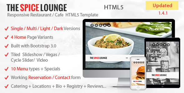The Spice Lounge 1.4.0 - Restaurant  Cafe HTML5 Template