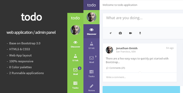 todo 2.0 - Web Application and Admin Panel Template