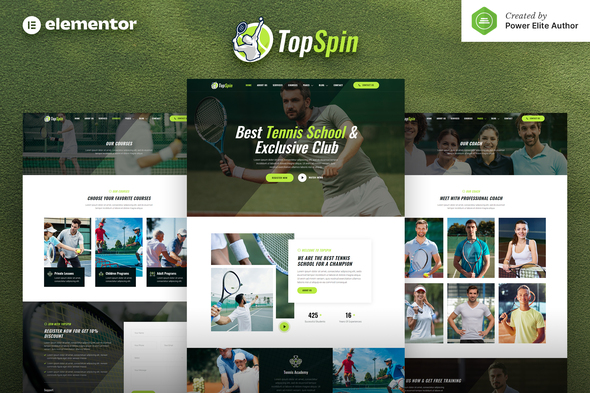 TopSpin  Tennis School & Sports Club Elementor Template Kit