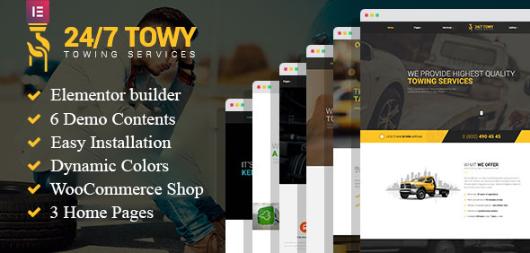 Towy 6.8 - Emergency Auto Towing and Roadside Assistance Service WordPress theme