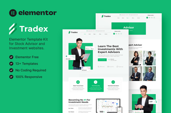 Tradex  Stock Advisor & Investment Elementor Template Kit