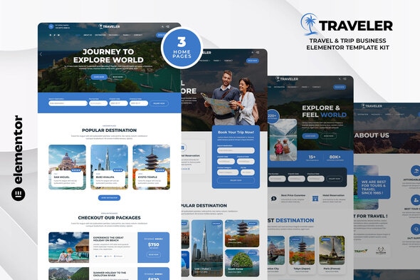 Traveler  Travel & Trip Business Elementor Template Kit