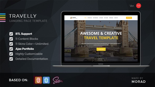 Travelly - Tourism & Agency HTML Landing Page