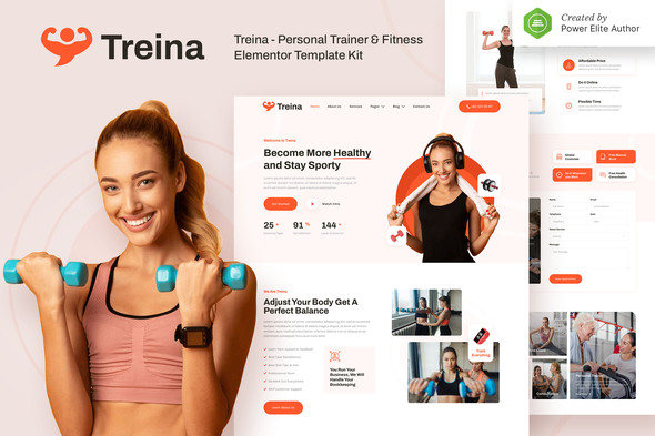 Treina  Personal Trainer & Fitness Elementor Template Kit