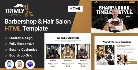 Trimly - Barbershop & Hair Salon HTML Template