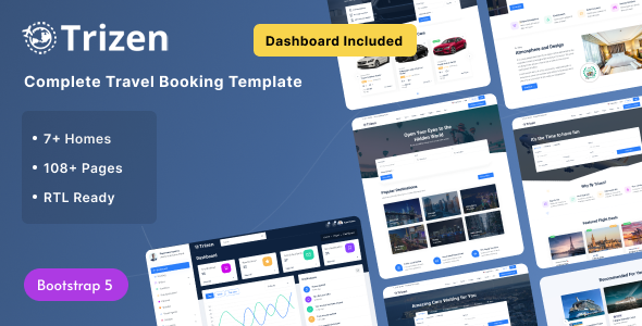 Trizen 3.0.3 - Travel Hotel Booking HTML5 Template with Dashboard and RTL Ready