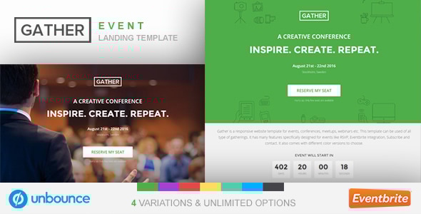 Unbounce Event Landing Page Template 1.0 - Gather