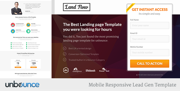 Unbounce Responsive Landing Page Template 20.0 - LandNow