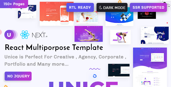 Unice React Js  Next Js Creative Agency and Portfolio Landing Page Templates