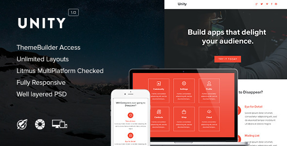 Unity 1.0 - Responsive Email  Themebuilder Access