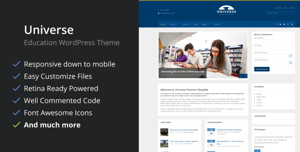 Universe 1.7 - Education Responsive WordPress Theme