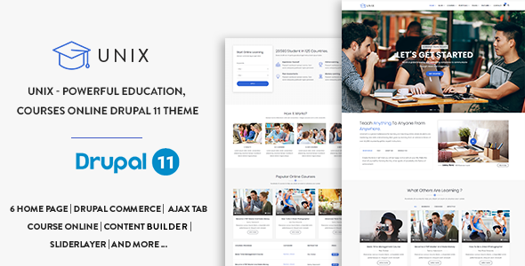 Unix - Powerful Education Courses Online Drupal 11 Theme
