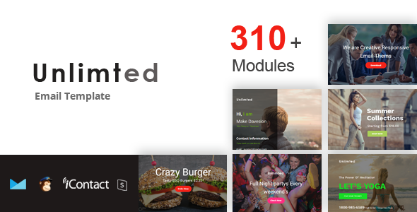 Unlimted Mail 300 Modules - Responsive E-mail Template  Online Access