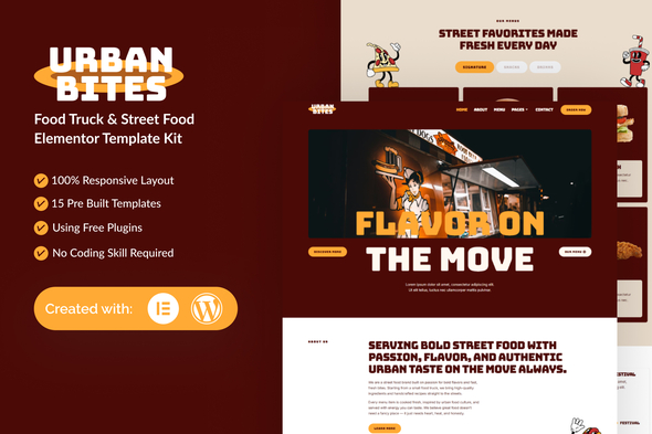 UrbanBites - Food Truck & Street Food Elementor Template Kit
