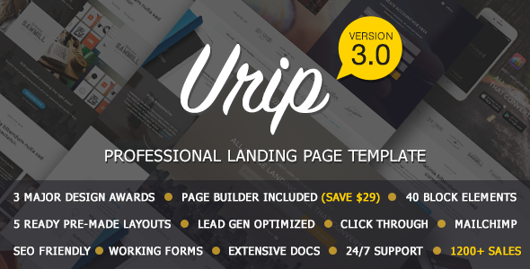 Urip 3.0 - Professional Landing Page With HTML Builder