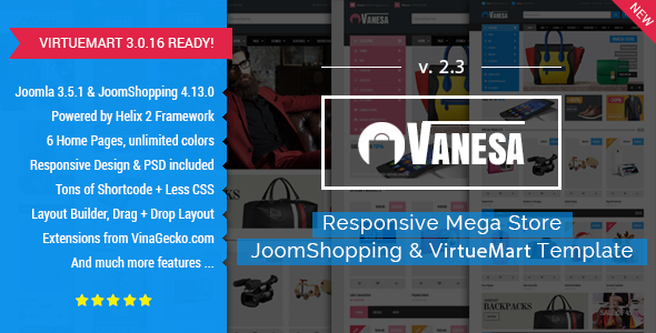 Vanesa 4.1.0 - Mega Store Responsive Joomla Template