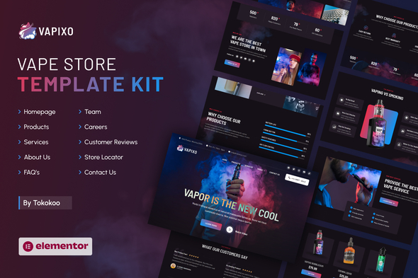 Vapixo  Vape Store Elementor Pro Template Kit