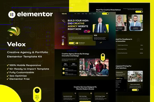 Velox - Creative Agency & Portfolio Elementor Template Kit