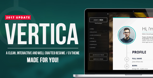 Vertica 1.5 - Retina Ready Resume  CV & Portfolio