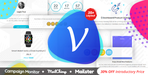 Vespro 1.4.0 - Responsive Multipurpose Notification  Transnational Email Template With Builder