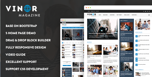 Vinor 9.3 - Responsive Magazine News Drupal 10 Theme
