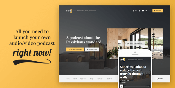 Vipo 1.1.7 - Audio  Video Podcast & Vlog WordPress Theme