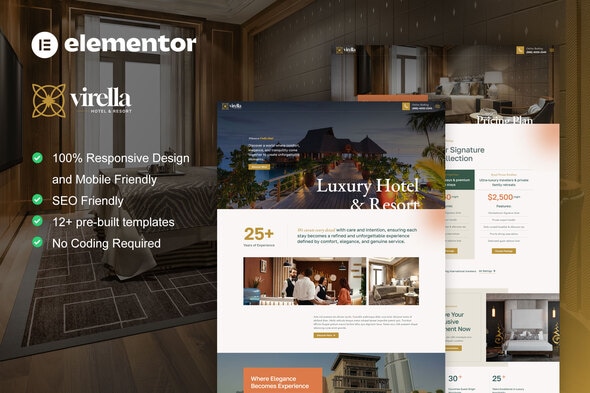 Virella - Luxury Hotel & Resort Elementor Pro Template Kit