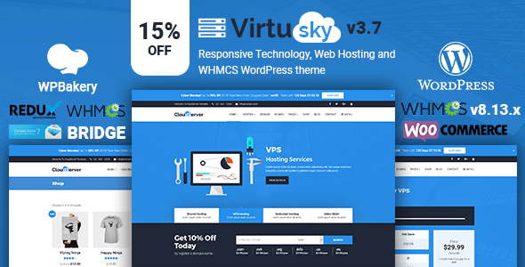 VirtuSky 3.7 - Responsive Web Hosting and WHMCS WordPress Theme