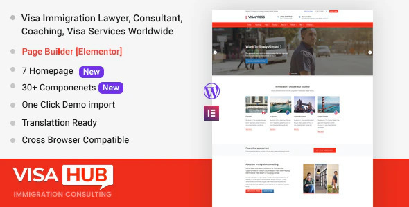VisaHub 1.2.2 - Immigration Consulting WordPress Theme