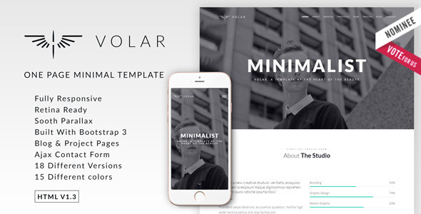 Volar 1.3.2 - One Page Minimal Parallax Template