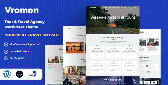 Vromon 2.1 - Tour & Travel Agency WordPress Theme