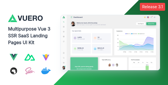 Vuero 3.1.0 - Vuejs Nuxt Electron - Admin and Webapp UI Kit