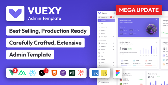 Vuexy 5.0 Vuejs Nuxt Next.js HTML Laravel Asp.Net & Django Admin Dashboard Template