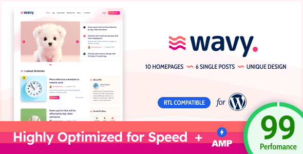 Wavy 1.8.6 - Modern & Lightweight Blog for WordPress