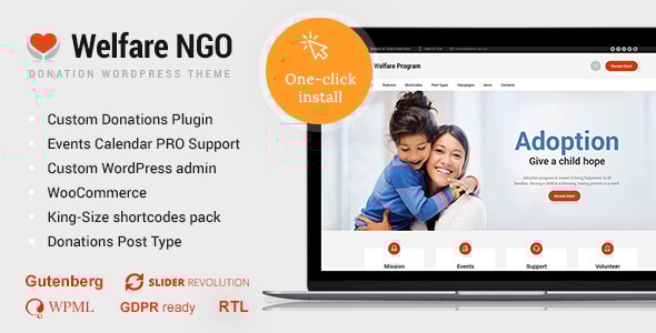 Welfare NGO 1.4.1 - Nonprofit Organization Charity Theme