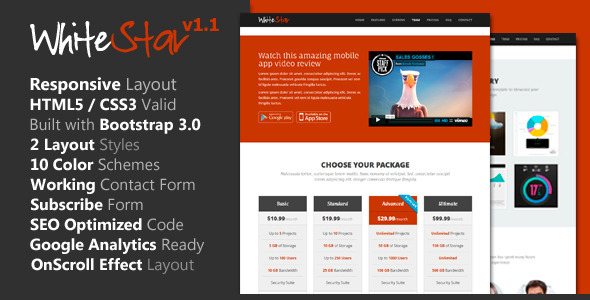 WhiteStar 1.1 - Responsive HTML5 Landing Page