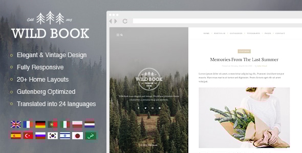 Wild Book 1.9.8 Vintage & Elegant WordPress Blog Theme