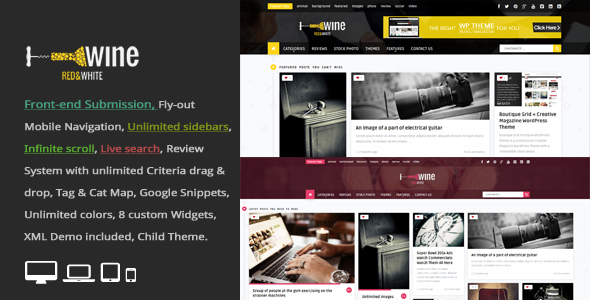 Wine Masonry 3.9 - Review & Front-end Submission WordPress Theme