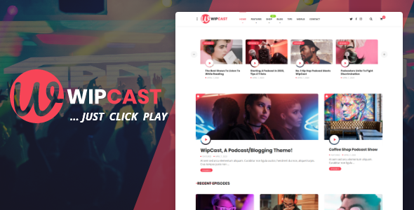 WipCast - A Podcast  Blogging WordPress Theme