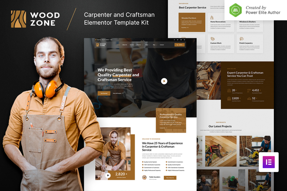 Woodzone  Carpenter & Craftsman Elementor Template Kit