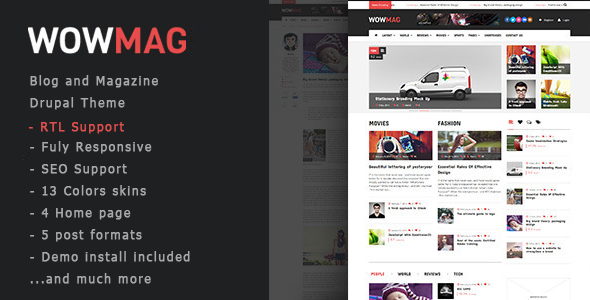 WowMag - Blog Magazine And News Drupal Theme
