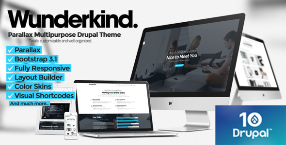 Wunderkind 1.3 - One Page Parallax Drupal 7 & 10 Theme